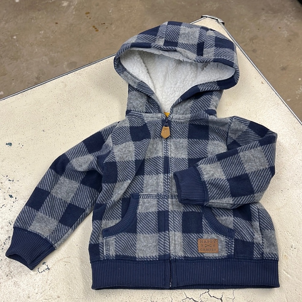 Fleece hoodie with fuzzy hood